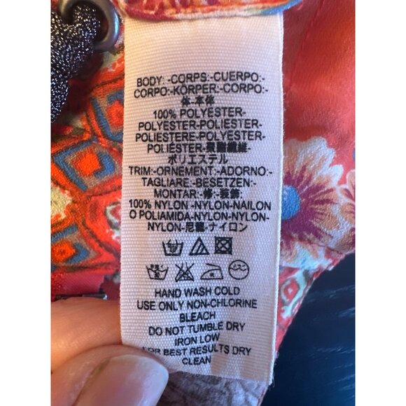 Free People XS/S Floral Geometric Print Long Sleeve Jacket Zip Front Boho Artsy - Picture 4 of 6